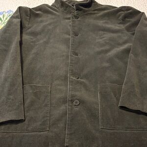 Eileen Fisher Olive Green Corduroy Button-Front Jacket